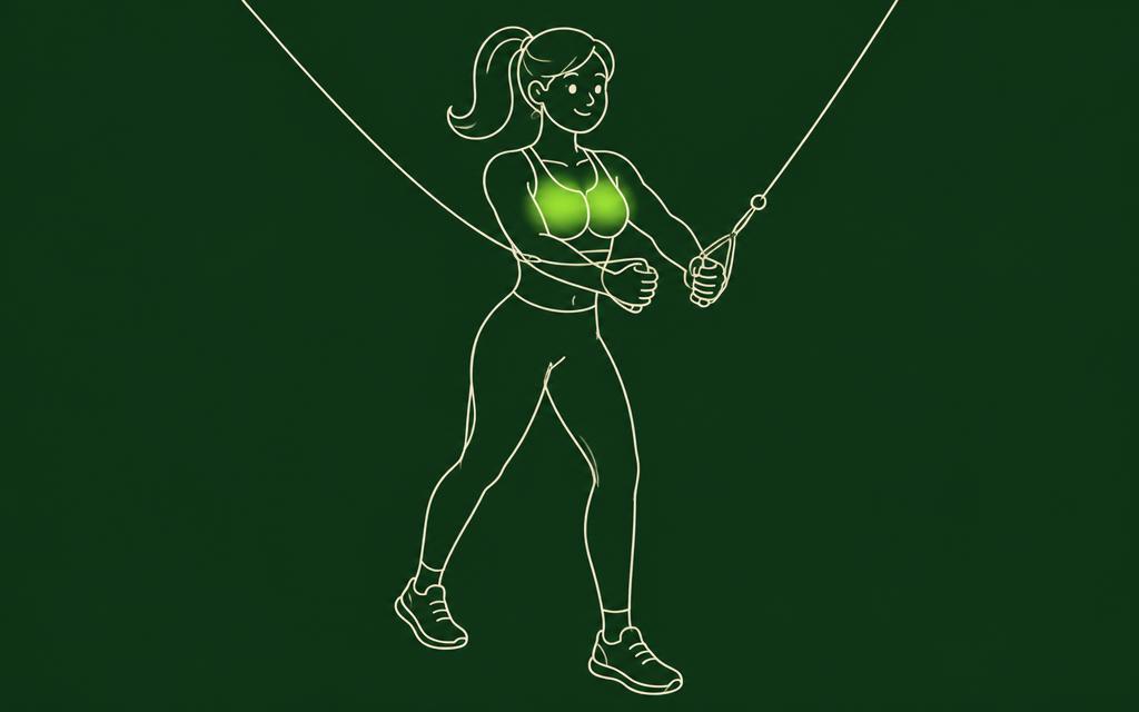 Line illustration of the Cable fly with the chest muscles highlighted