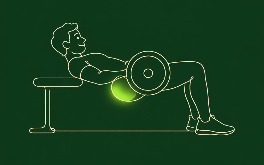 Line illustration of the Hip thrust with the legs muscles highlighted