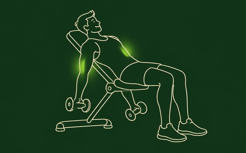 Line illustration of the Incline curl with the biceps muscles highlighted