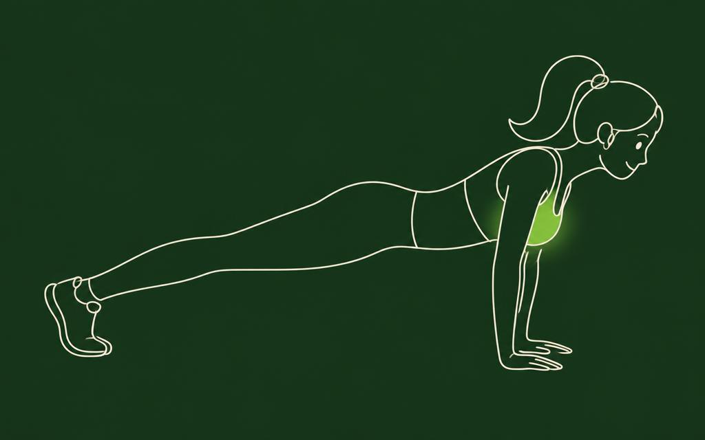 Line illustration of the Push up with the chest muscles highlighted