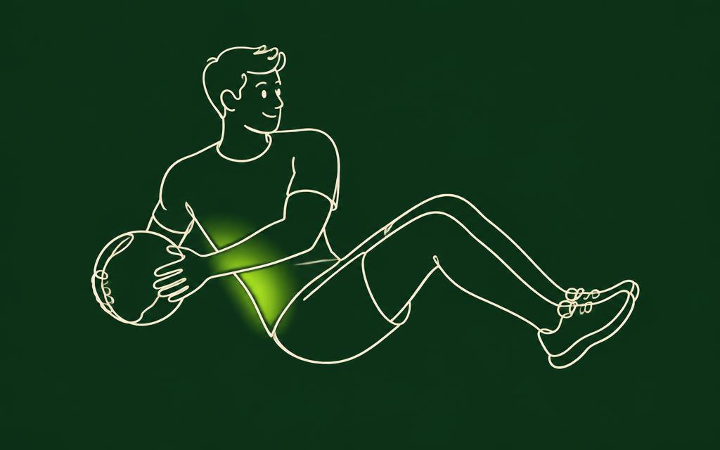Line illustration of the Russian twist with the core muscles highlighted