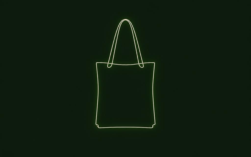 One line drawing of a canvas tote bag with the VeganFit logo on the front